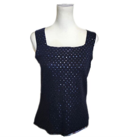 Counterparts Y2K Knit Tank Top, Sequin Detail, Beaded Hem, Size M - Picture 2 of 8